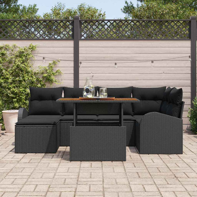 Set de canapele pentru grădină 7 buc. Negru