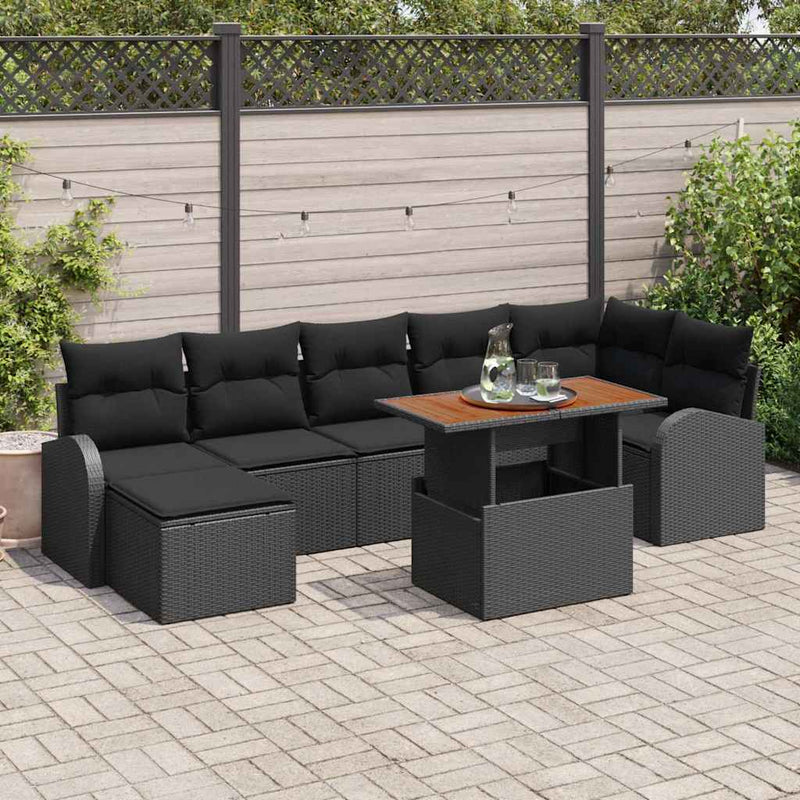 Set de canapele pentru grădină 8 buc. Negru