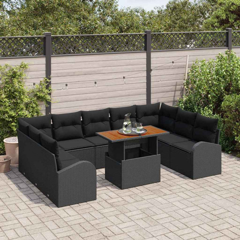 Set de canapele pentru grădină 10 buc. Negru
