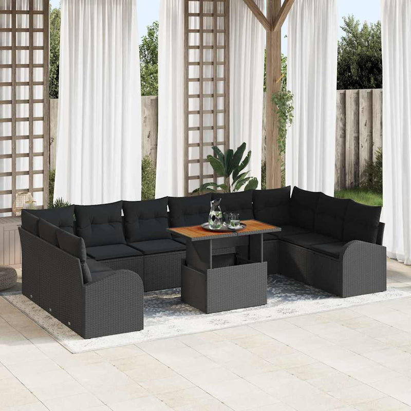 Set de canapele pentru grădină 11 buc. Negru