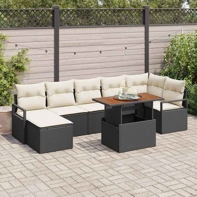 Set de canapele pentru grădină 8 buc. Negru și Crem
