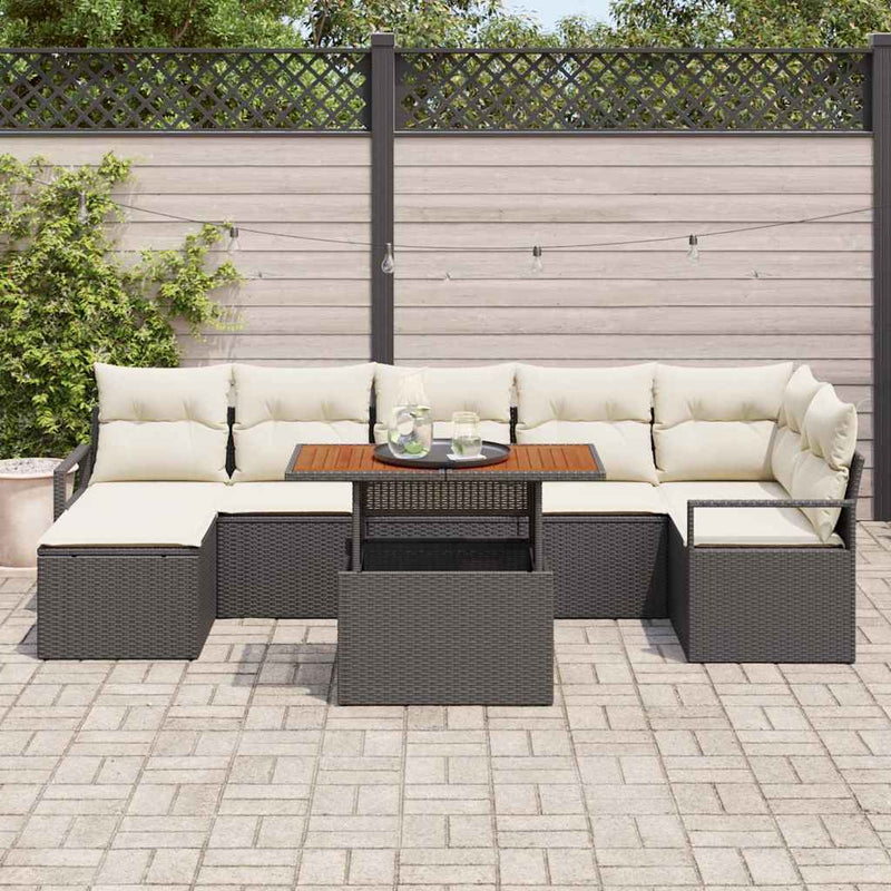 Set de canapele pentru grădină 8 buc. Negru și Crem