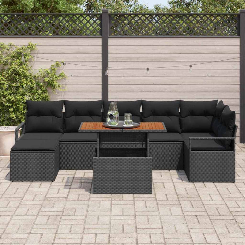 Set de canapele pentru grădină 8 buc. Negru și Maro