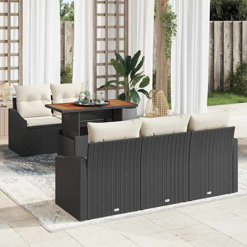Set de canapele pentru grădină 6 buc. Negru și Crem