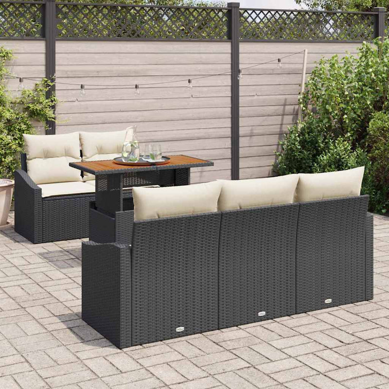 Set de canapele pentru grădină 6 buc. Negru și Crem