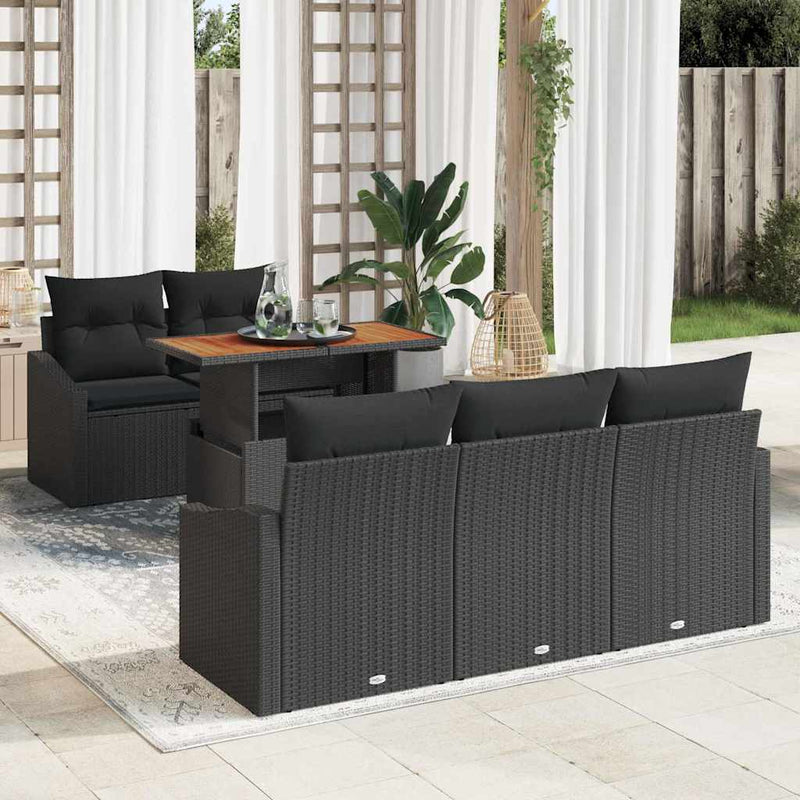 Set de canapele pentru grădină 6 buc. Negru și Maro