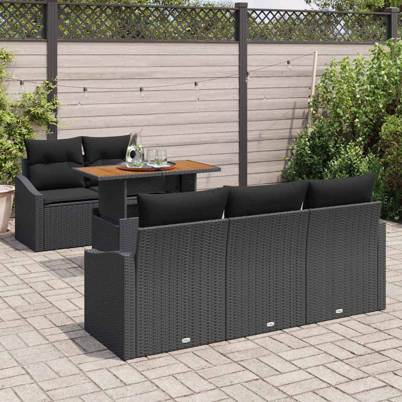 Set de canapele pentru grădină 6 buc. Negru și Maro