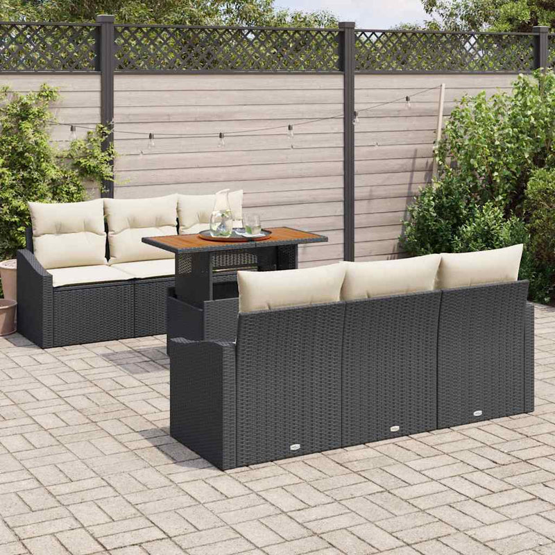 Set de canapele pentru grădină 7 buc. Negru și Crem