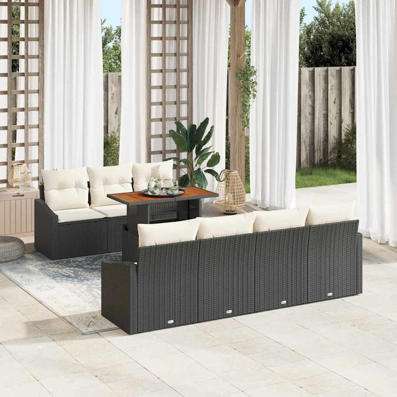 Set de canapele pentru grădină 8 buc. Negru și Crem