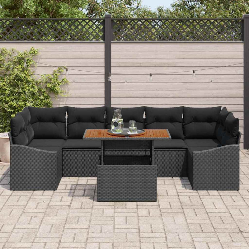 Set de canapele pentru grădină 8 buc. Negru și Maro