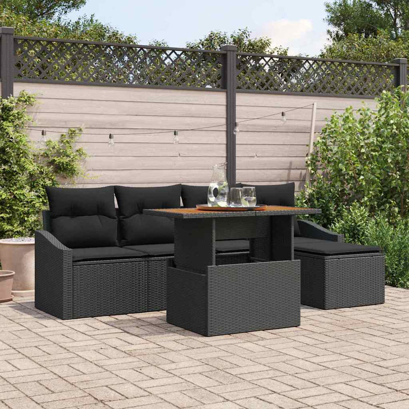 Set de canapele pentru grădină 6 buc. Negru și Maro