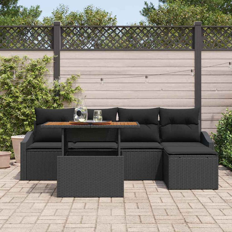 Set de canapele pentru grădină 6 buc. Negru și Maro