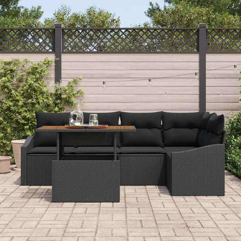 Set de canapele pentru grădină 6 buc. Negru și Maro