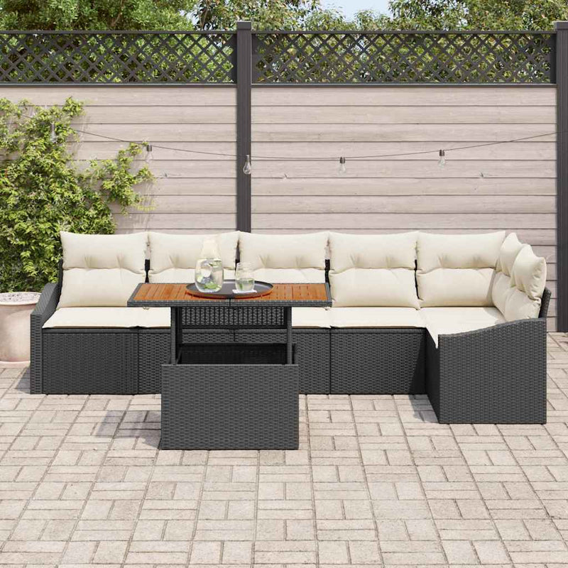Set de canapele pentru grădină 7 buc. Negru și Crem