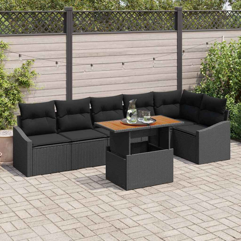Set de canapele pentru grădină 7 buc. Negru și Maro