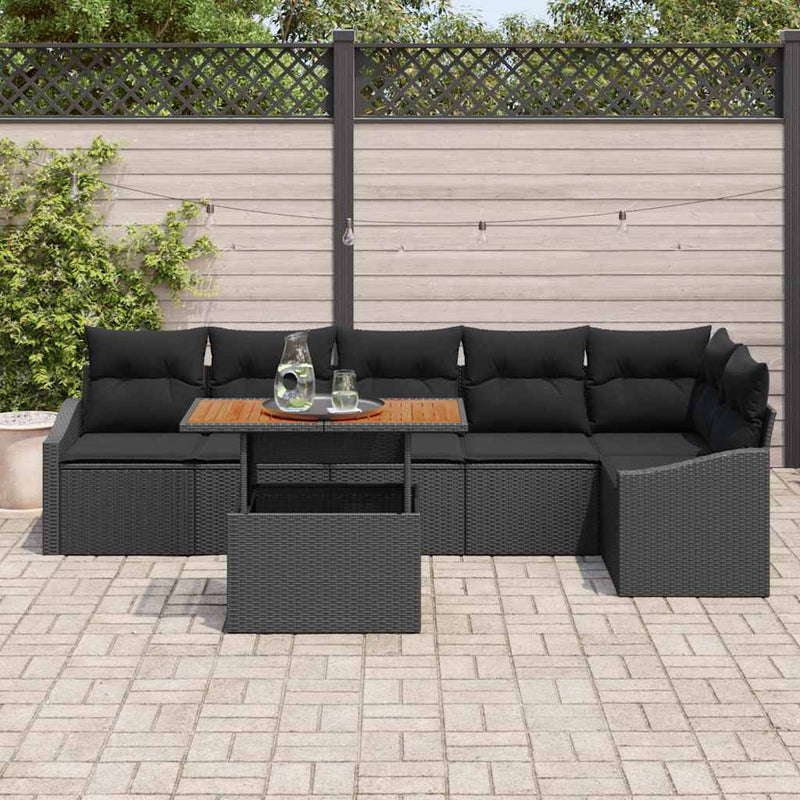 Set de canapele pentru grădină 7 buc. Negru și Maro