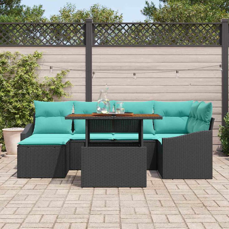 Set de canapele pentru grădină 7 buc. Negru și Teal