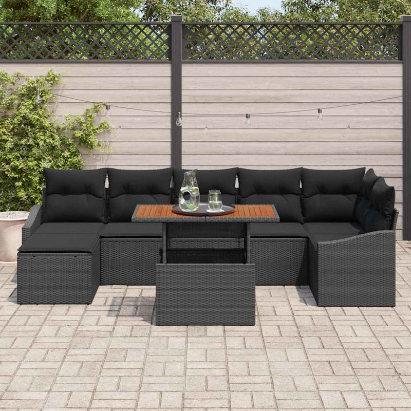 Set de canapele pentru grădină 8 buc. Negru și Maro