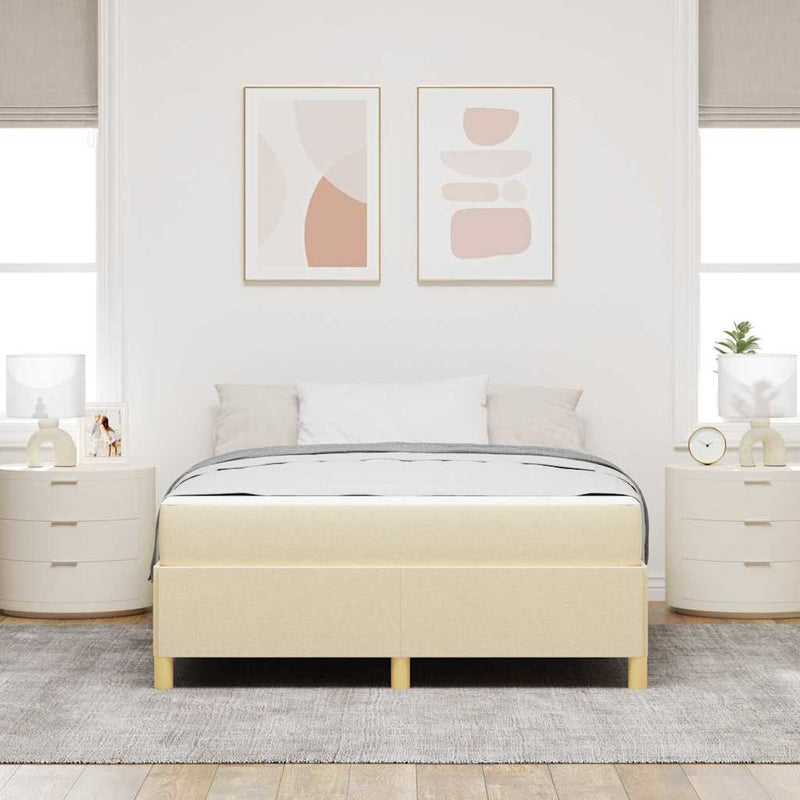 Cadru de pat Crem 140 x 190 cm țesătură