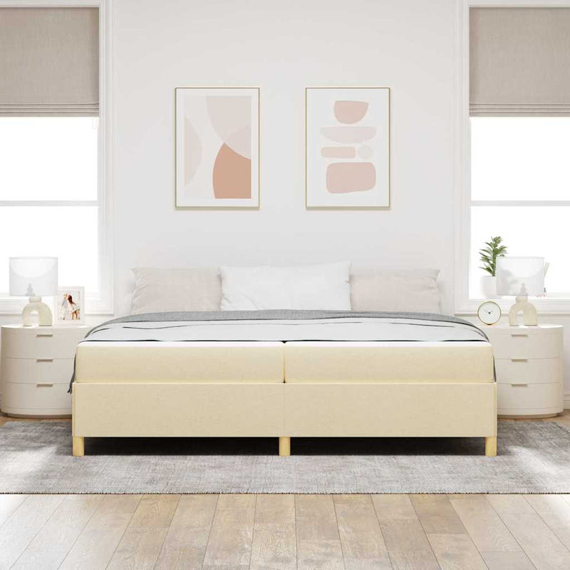 Cadru de pat Crem 200 x 200 cm țesătură