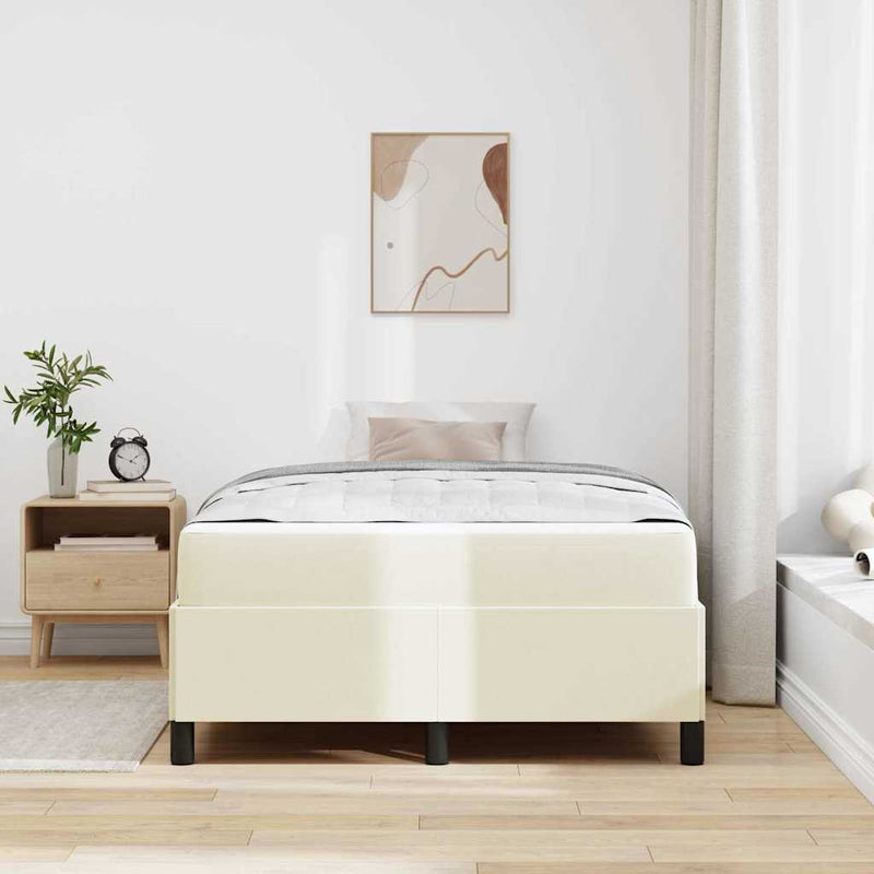 Cadru de pat cu saltea Crem 120 x 200 cm țesătură