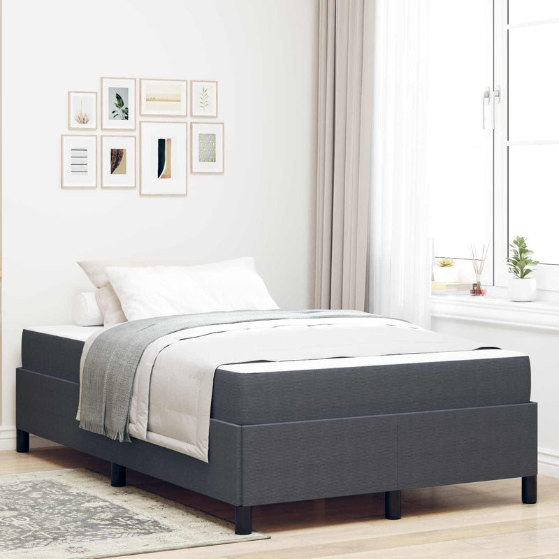 Cadru de pat cu saltea Gri închis 120 x 190 cm țesătură
