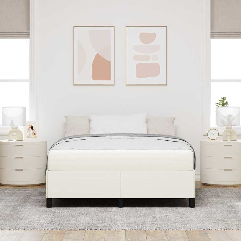 Cadru de pat cu saltea Crem 160 x 200 cm țesătură