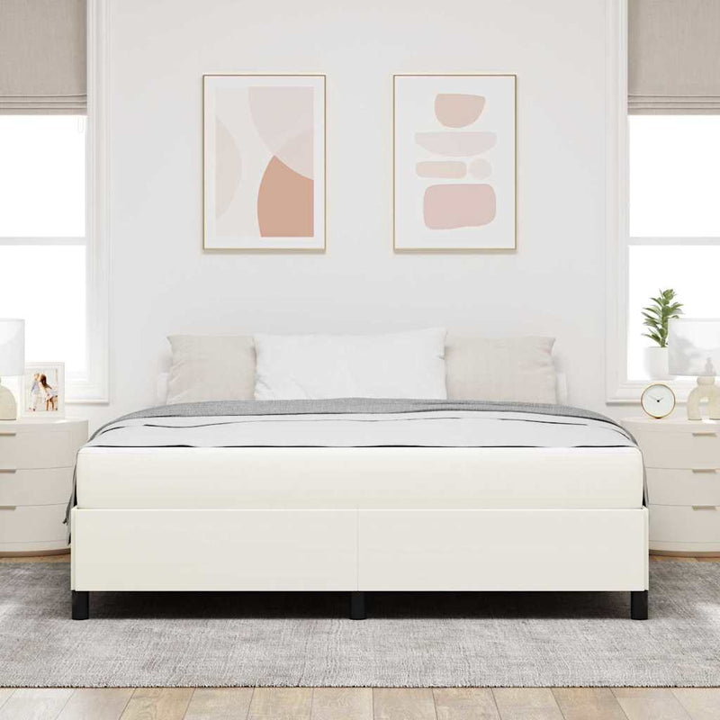 Cadru de pat cu saltea Crem 180 x 200 cm țesătură