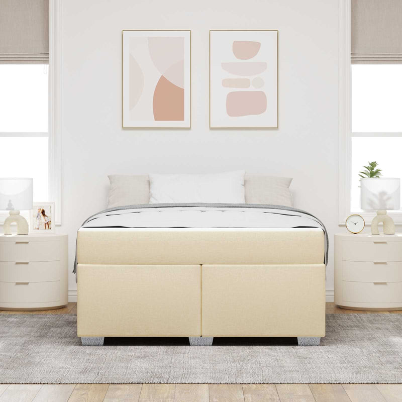 Cadru de pat cu saltea Crem 160 x 200 cm țesătură