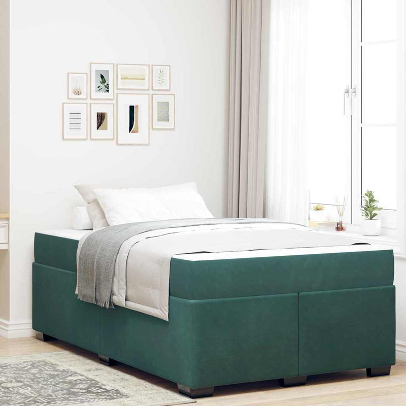 Cadru de pat cu saltea Verde închis 120 x 200 cm țesătură
