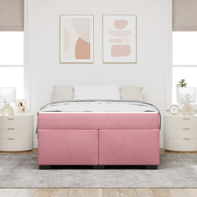 Cadru de pat cu saltea Roz 140 x 200 cm țesătură