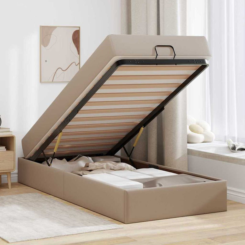 Cadru de pat cu saltea Altele 2 buc. Cafeniu PVC