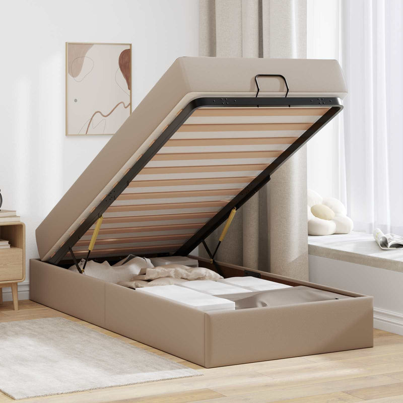 Cadru de pat cu saltea Altele 2 buc. Cafeniu PVC
