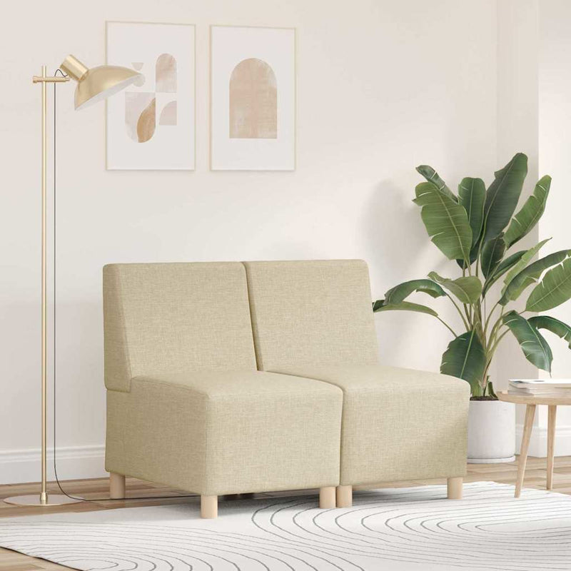 Unitate Sofa Modulară Fără Brațe 2 buc. Crem țesătură