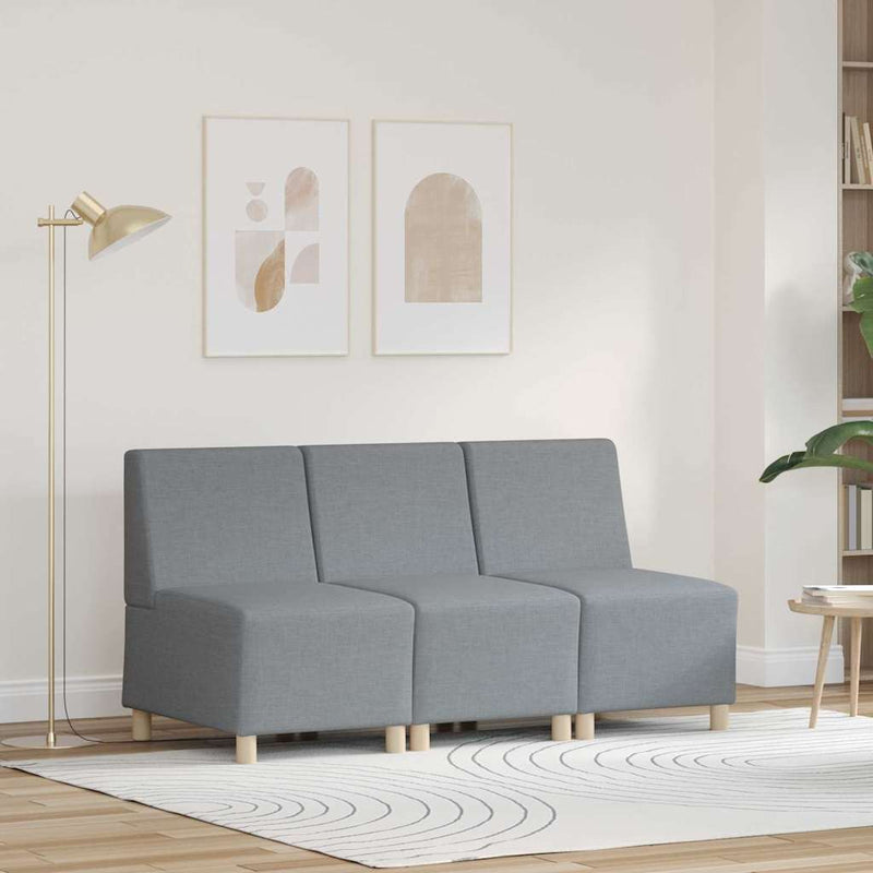 Unitate Sofa Modulară Fără Brațe 3 buc. Gri deschis țesătură