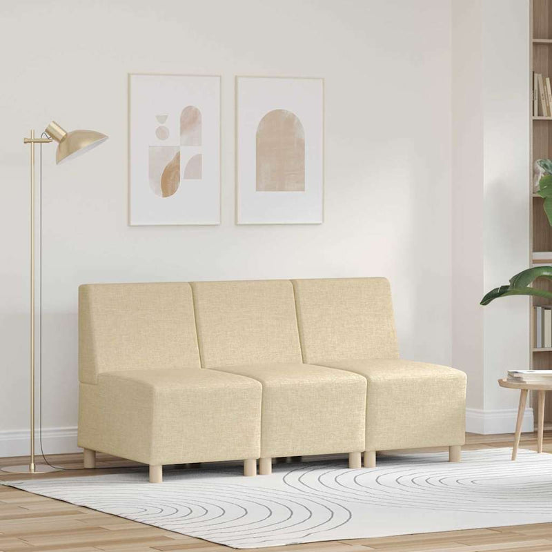 Unitate Sofa Modulară Fără Brațe 3 buc. Crem țesătură