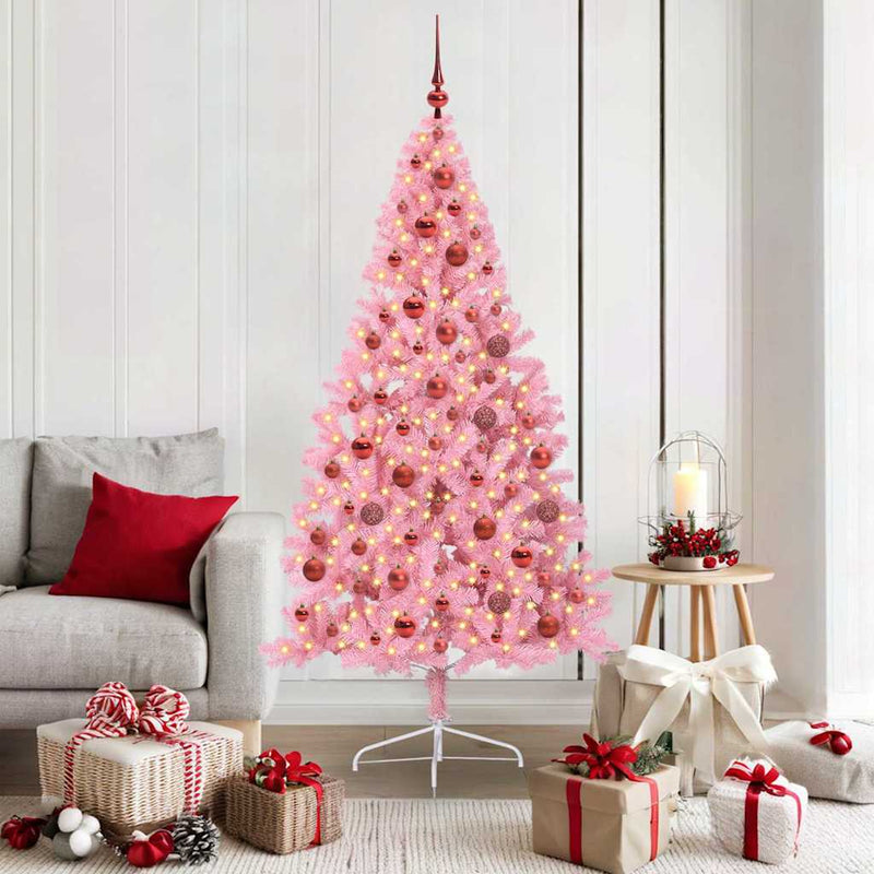 Pom de Crăciun artificial pre-iluminat Roz 180 cm PVC