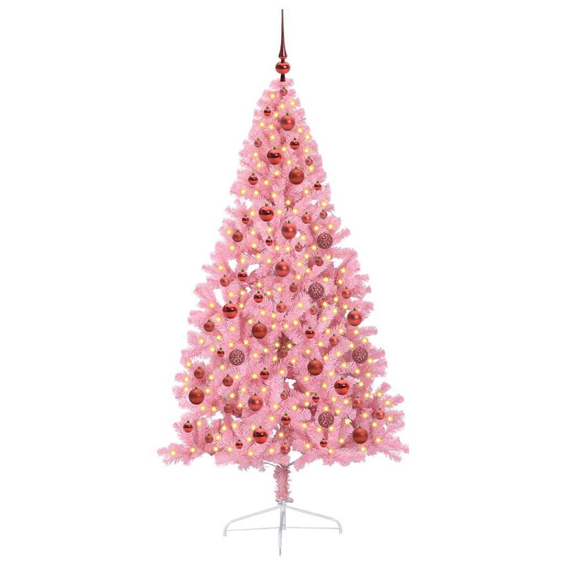 Pom de Crăciun artificial pre-iluminat Roz 180 cm PVC