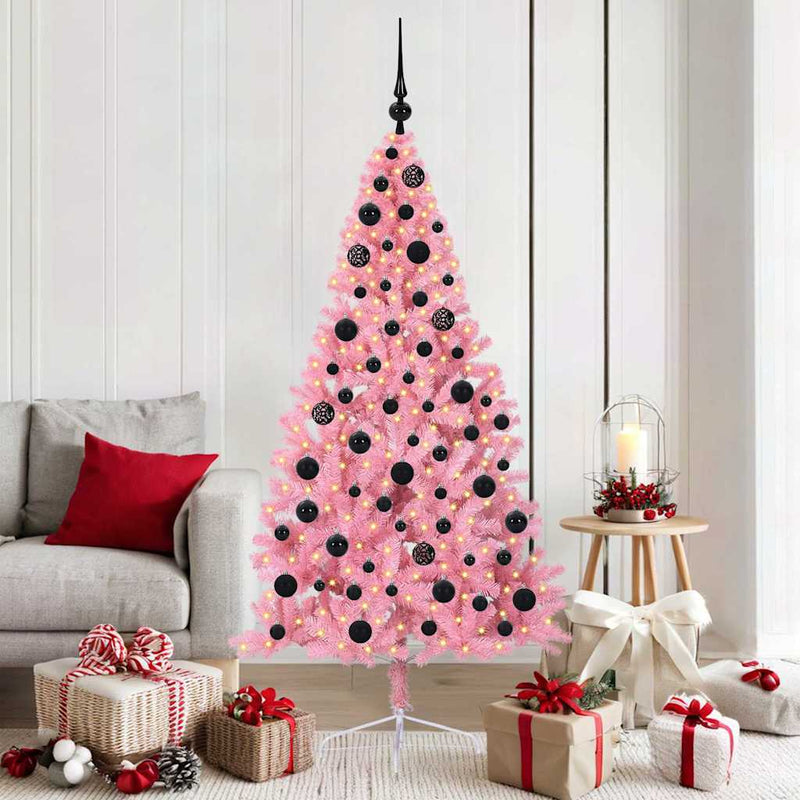 Pom de Crăciun artificial pre-iluminat Roz 180 cm PVC