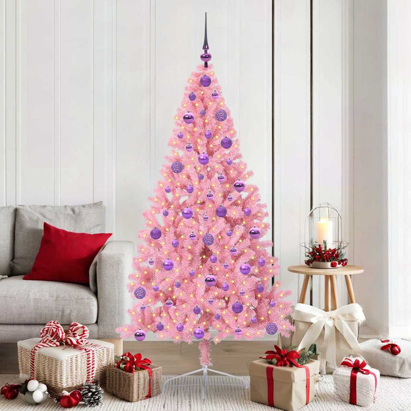 Pom de Crăciun artificial pre-iluminat Roz 180 cm PVC