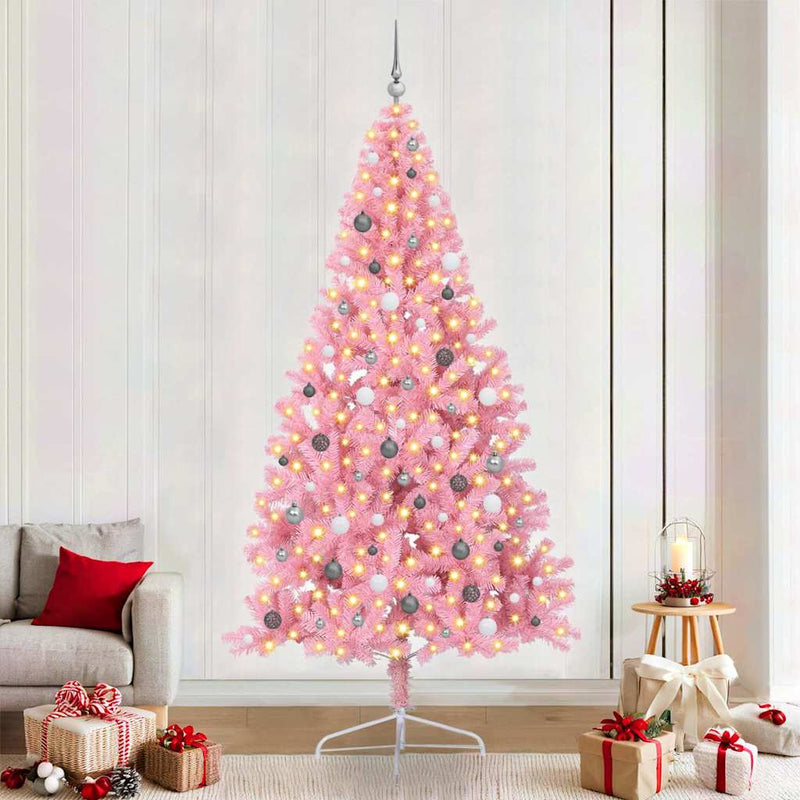 Pom de Crăciun artificial pre-iluminat Roz 240 cm PVC