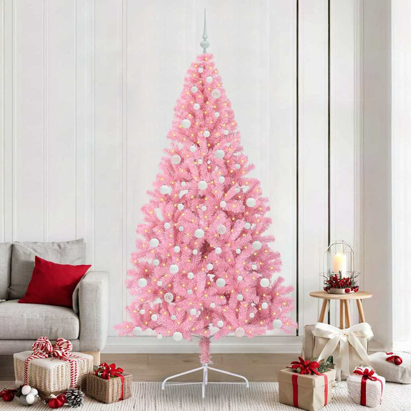 Pom de Crăciun artificial pre-iluminat Roz 240 cm PVC