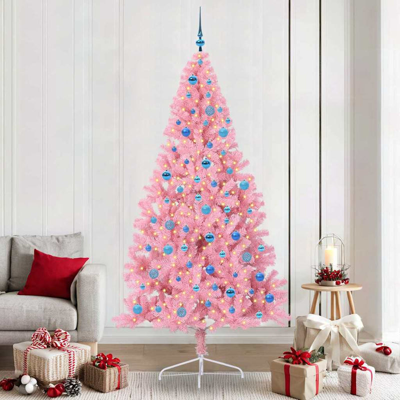 Pom de Crăciun artificial pre-iluminat Roz 240 cm PVC