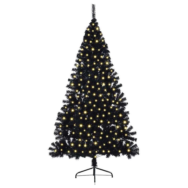 Pom de Crăciun artificial pre-iluminat Negru 180 cm PVC
