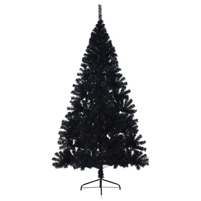 Pom de Crăciun artificial pre-iluminat Negru 180 cm PVC