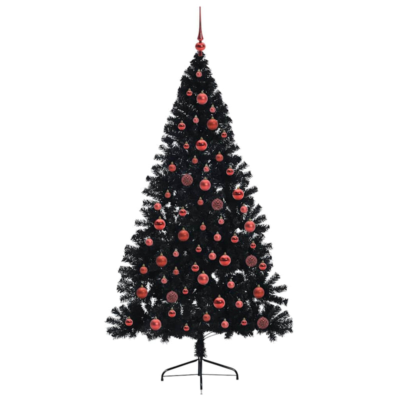 Pom de Crăciun artificial pre-iluminat Negru 180 cm PVC