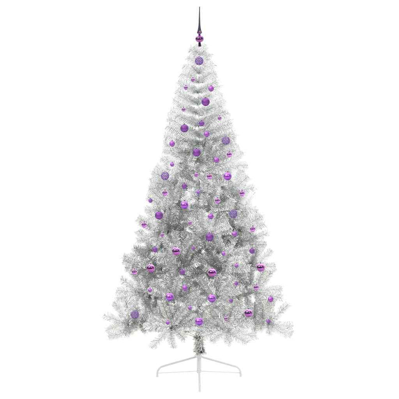 Pom de Crăciun artificial pre-iluminat Argintiu 240 cm PET