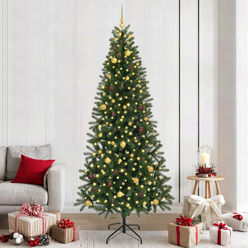 Brad de Crăciun artificial cu 300 LED Verde 240 cm PE și PVC