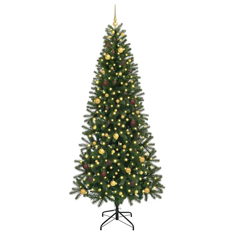 Brad de Crăciun artificial cu 300 LED Verde 240 cm PE și PVC