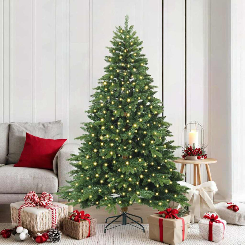 Brad de Crăciun artificial cu 300 LED Verde 180 cm PE și PVC